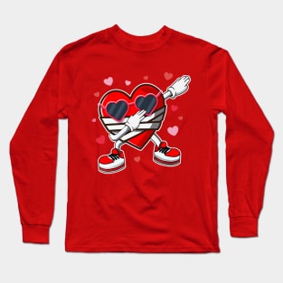 Dabbing for Valentine, Dab Heart Valentines Day Dance Long Sleeve T-Shirt